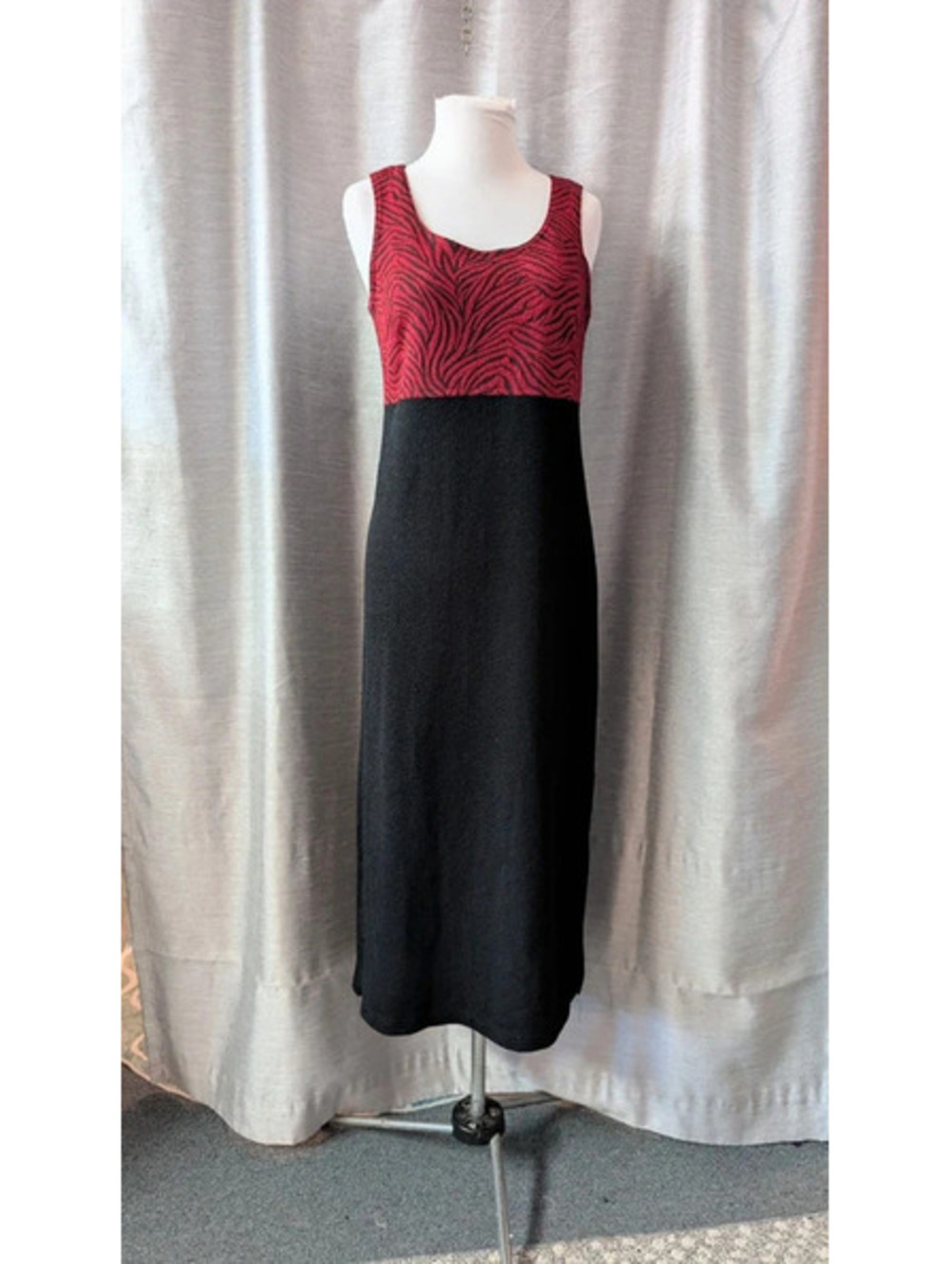 Vintage 90s Red Black Maxi Dress M